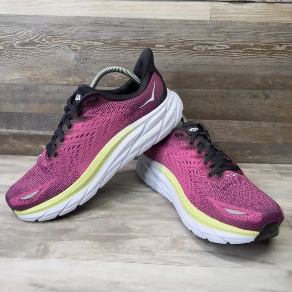 Hoka One One Clifton 8 Running Shoes Womens 10.5 D Wide Pink Purple 1121375 BGIR - Picture 3 of 8